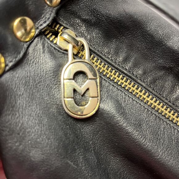 MARINO ORLANDI BLACK embossed, Italian Leather Shoulder Bag- Handbag- Sling - Picture 9 of 12